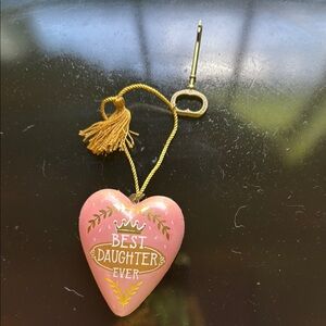 Pink Heart Ornament with Gold Accents